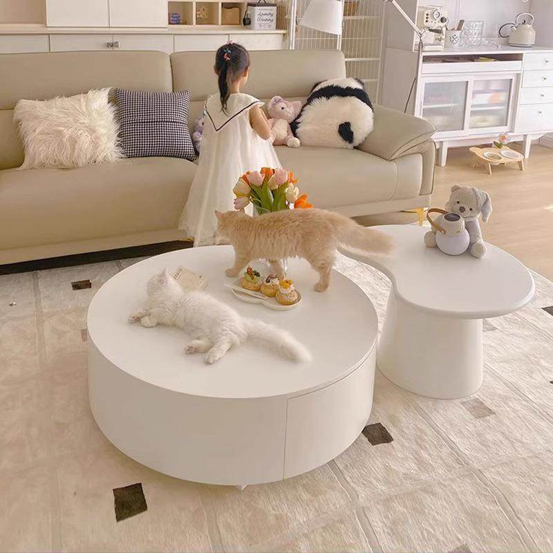 奶油风白色腰果圆形茶几电视柜组合小户型客厅家用轻奢现代简约,纺织面料/辅料/配套,纺织机械配件,淘宝优惠券,粉丝福利购,淘宝优惠卷