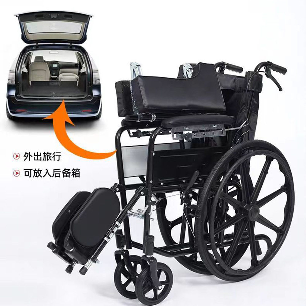 源头厂货便携小老人残疾人代步车透气跨境供应手动轮椅折叠带坐便