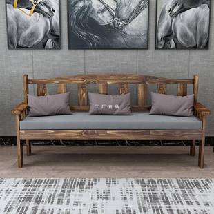 公园椅木头靠背客厅户外简约木制家用仿古做旧阳台实木长椅沙发椅