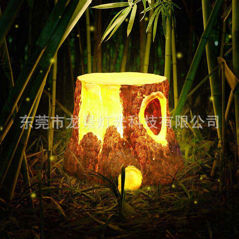 LED树桩灯仿真木桩喇叭筒玻璃钢树桩灯户外路边公园背景音乐喇叭