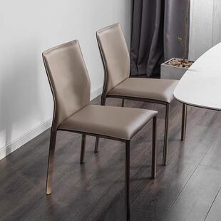 意式极简马鞍椅皮椅子现代简约罗尔夫餐椅北欧奶油风硬皮革家用