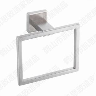 304不锈钢毛巾环方形毛巾架打孔免钉可选拉丝亮光哑黑