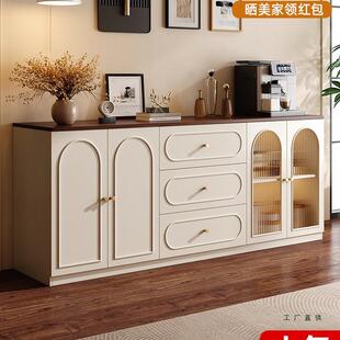 实木餐边柜靠墙一体储物柜2025新款茶水柜子小户型客厅收纳置物柜