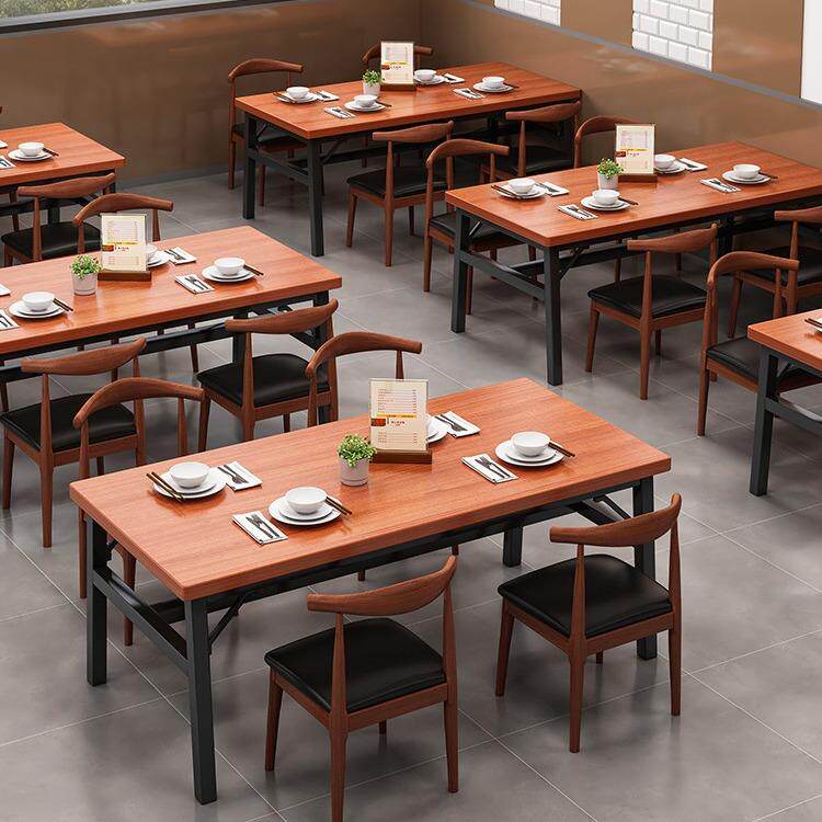 饭店餐桌椅组合新款长方形一桌四椅餐厅桌子餐饮商用简约洽谈桌子