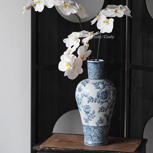 东方巴黎新中式青花瓷冬青陶瓷花瓶花器摆件