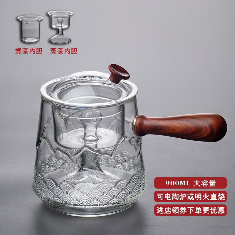 侧把锤纹玻璃蒸煮两用茶壶蒸汽壶耐热泡茶壶家用电陶炉专用煮茶器