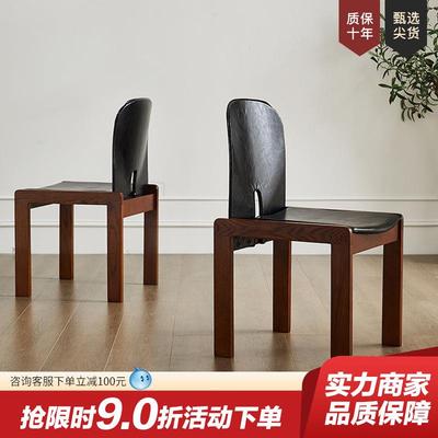 法式复古中古餐椅木椅子靠背椅实木商用餐椅设计师餐椅新中式椅子