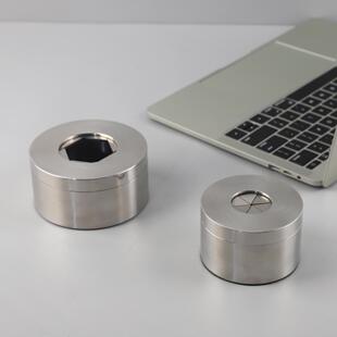 欧式轻奢不锈钢旋转式带盖防飞灰烟灰缸书房客厅茶几软装家居饰品