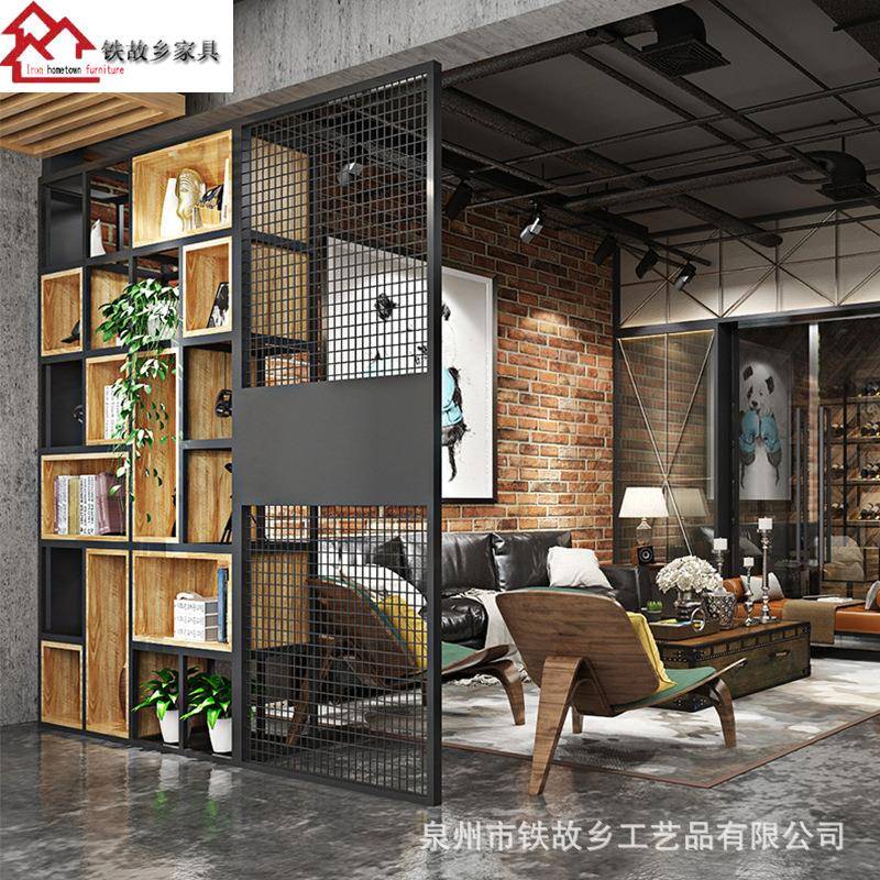 家用客厅屏风隔断简约铁艺花格工厂制做奶茶店餐厅酒店座屏屏风