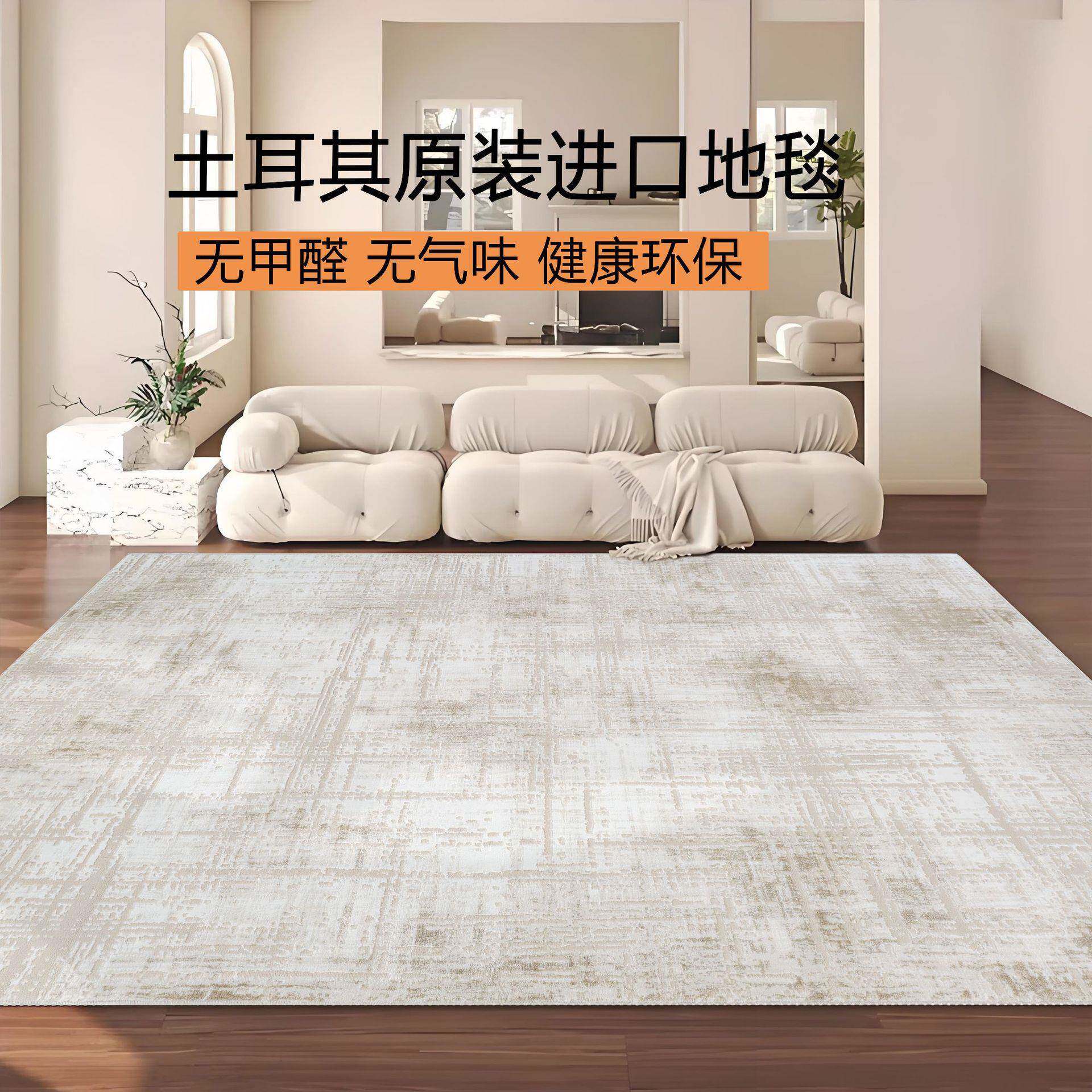 土耳其进口客厅轻奢高级耐脏地毯威尔顿机织卧室无胶抗菌丙纶地毯
