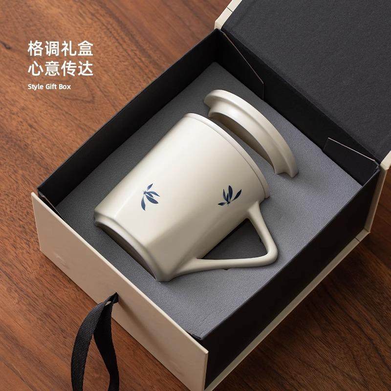 青花蝴蝶兰陶瓷茶水分离杯简约个人专用带盖过滤家用办公室泡茶杯,电子元器件市场,其它元器件,淘宝优惠券,粉丝福利购,淘宝优惠卷
