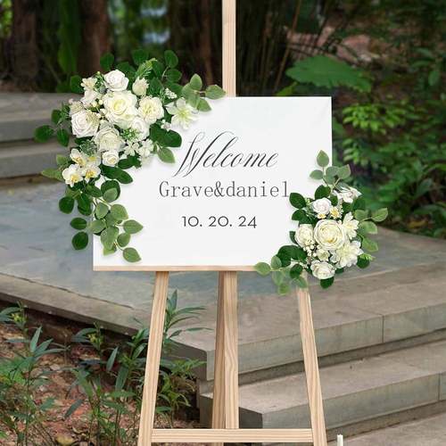 婚礼仿真拱门花迎宾花婚庆造景假花户外布置装饰两件套仿真花