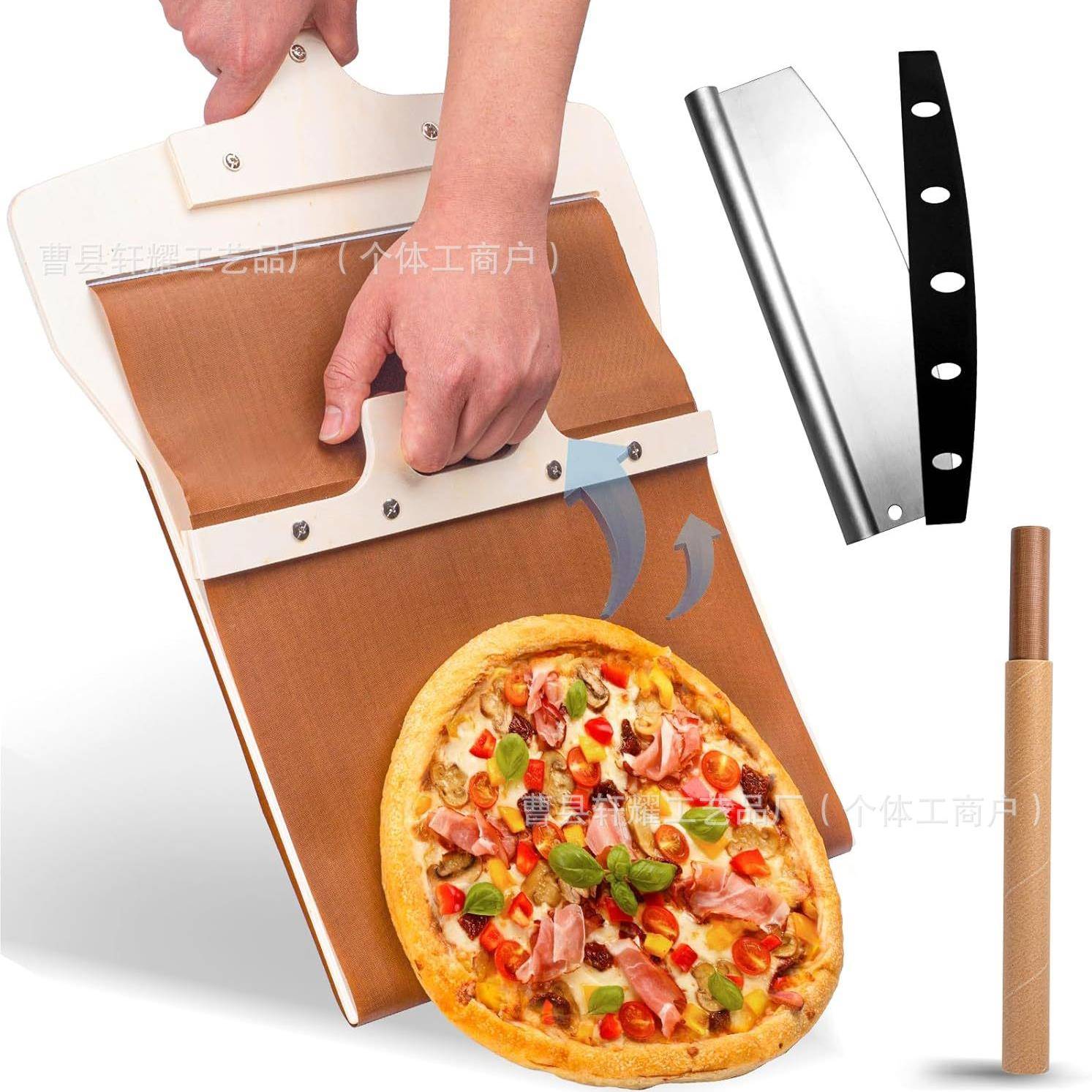 推拉托盘木质披萨滑动铲披萨便捷转移铲家用厨房烘焙用具