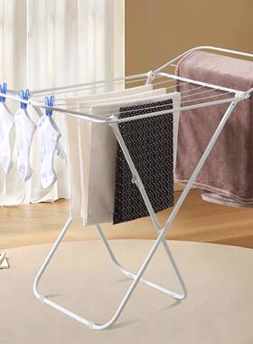 家用可移动X型晾衣架MINI空间版白色双翼晒衣架毛巾凉晒被子