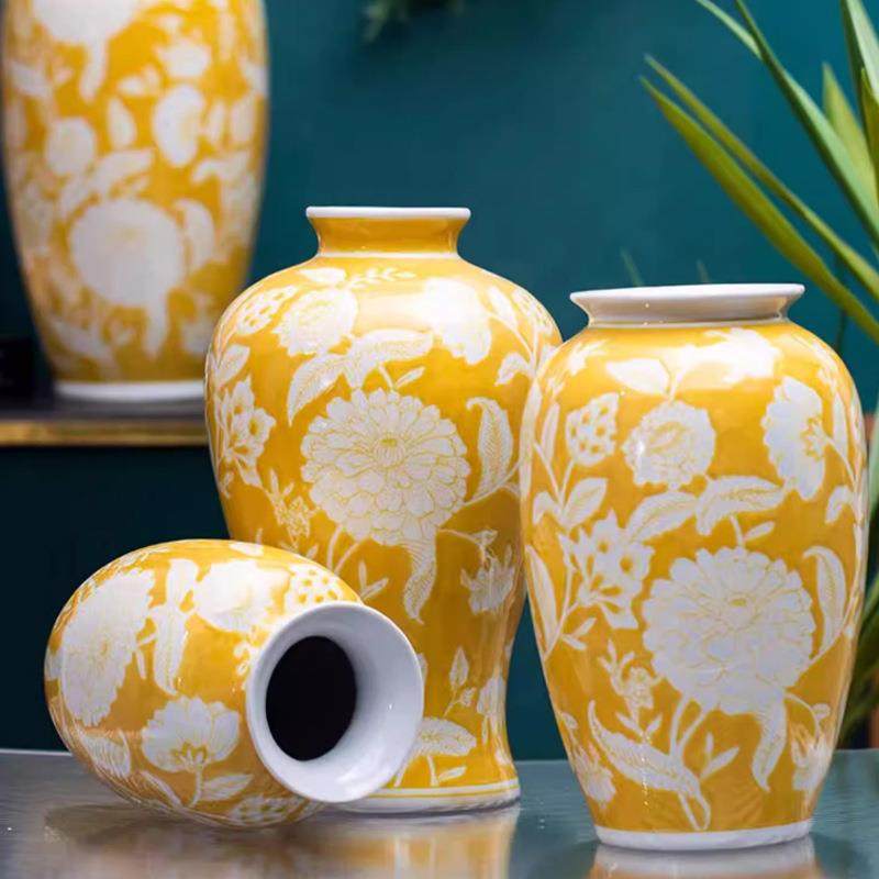 黄色陶瓷花瓶干花鲜花陶瓷花插瓶家居客厅桌面玄关创意摆件,机械设备,其他机械设备,淘宝优惠券,粉丝福利购,淘宝优惠卷