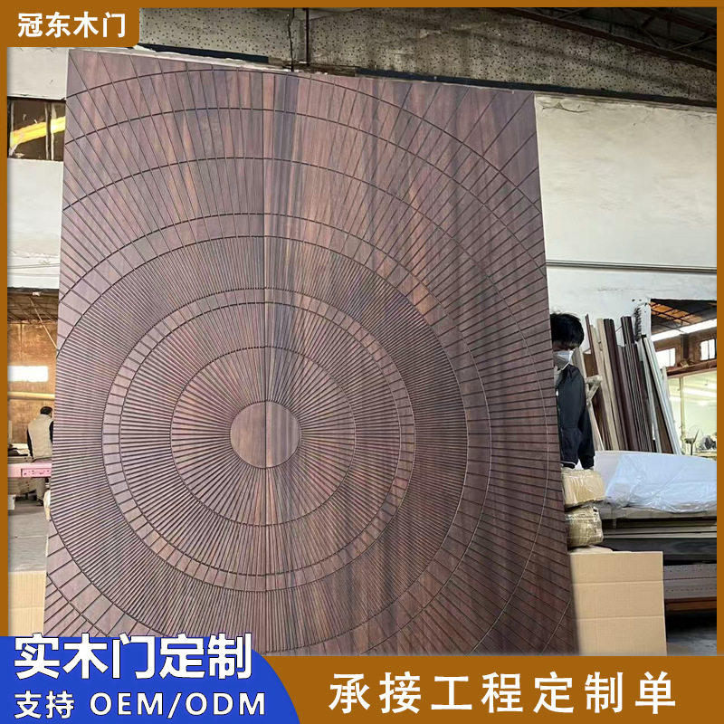 新款实木别墅大门农村自建房进户木纹双开实木门大门入户门防盗门
