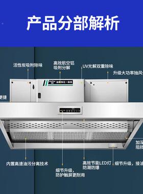 商力用烧机烤饭店厨房专用大吸抽油烟GRM不体锈钢无烟管烟罩净化