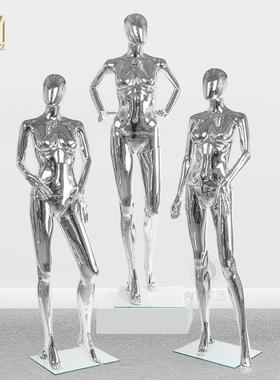 示厂家展架服装店展示女模特特橱窗身电76150镀银模假人全模特道