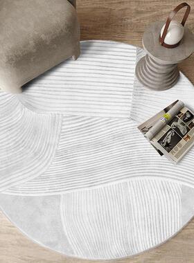 边INS风圆形地毯条纹纹毛绒地毯垫n沙发休FYRYX031闲椅卧室毯is同