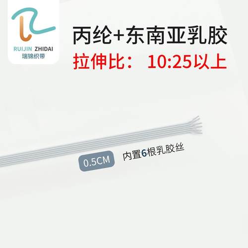 0.5c高弹力乳胶丙纶马带一捆10m00米882防走护衣物浴帽松带弹力紧