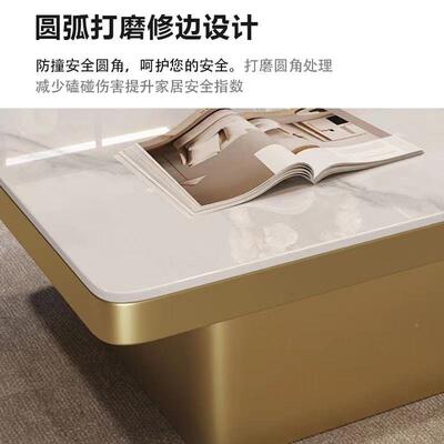 意式级ERZ轻奢岩板正方高形现代小户家茶几用客厅黑色极简简约型