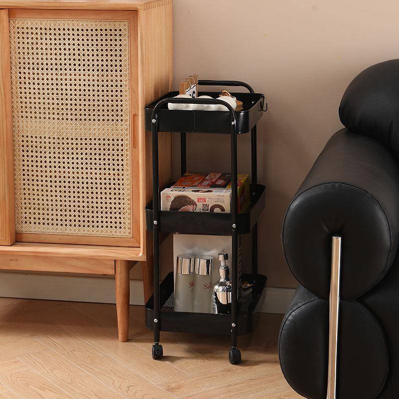 多功能万轮不锈钢推车置纳小物架碳钢金向属多层碳钢双扶收车推车