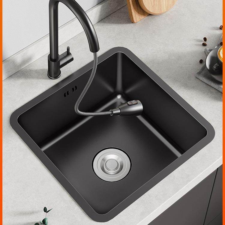黑色米304不495锈钢槽厨房小号水方形洗菜盆台纳下单岛槽吧台台阳,家装主材,水槽套餐,淘宝优惠券,粉丝福利购,淘宝优惠卷