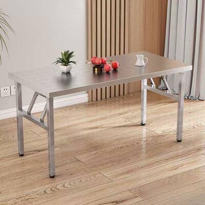 厚不锈钢折叠桌便携AIT式加烤桌子摆摊商用市简易餐桌烧圆夜角小