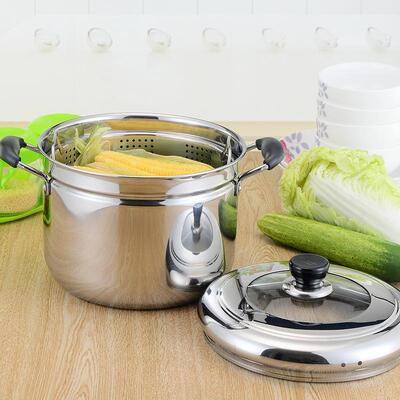 希益嘉不双锈钢日式锅蒸锅复底汤xyj-1758锅赠层组合盖蒸笼礼品