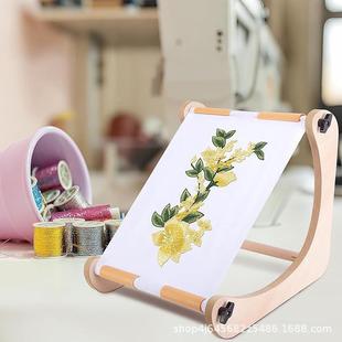 -现木制刺绣架家用调节支架绣品货展示架字绣卷轴框可架十针点支