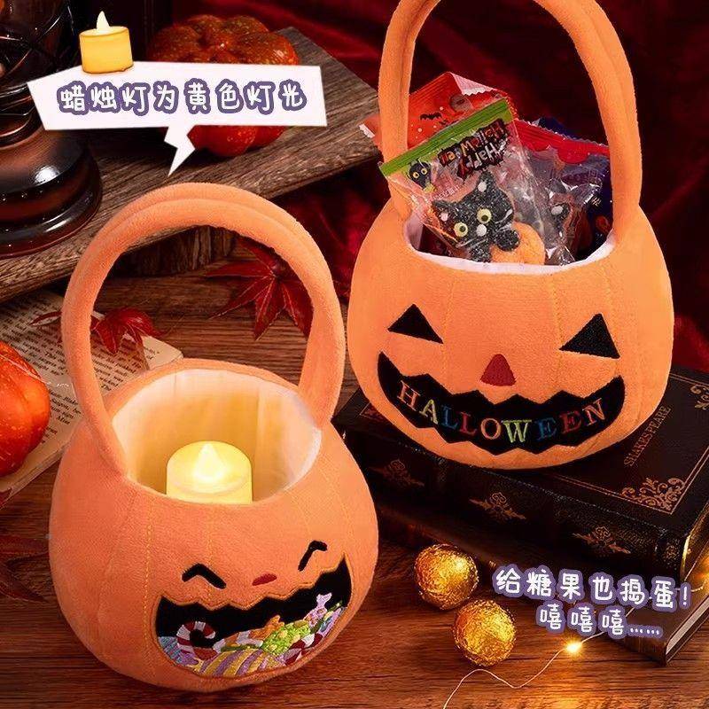 圣万节儿童手提讨糖222桶袋小南礼品装饰光篮子瓜灯糖果袋道具灯