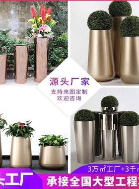 syr23021户外圆艺形不锈钢花花盆大号型商场酒店公绿园化种植铁箱