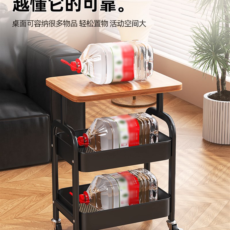 中古可移动小推车收纳置物架床头柜客H厅沙发边几茶几零食收纳架