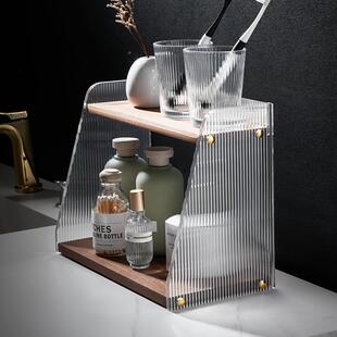 浴室生胡桃木置物台面置架亚克力桌所面收纳架卫间厕胡桃木收纳整