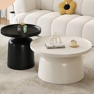 代北约欧马提尼茶几组合现家简客厅铁艺用小户型圆形轻奢DHF奶油