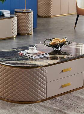 港轻奢大理石茶几式视厅柜客组49121合后现代简约家用电储物柜角