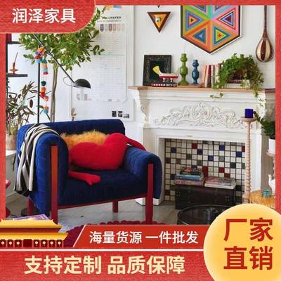 设计师休闲单人椅实木创意沙发椅北欧客厅布艺椅子写意空间RUCHE