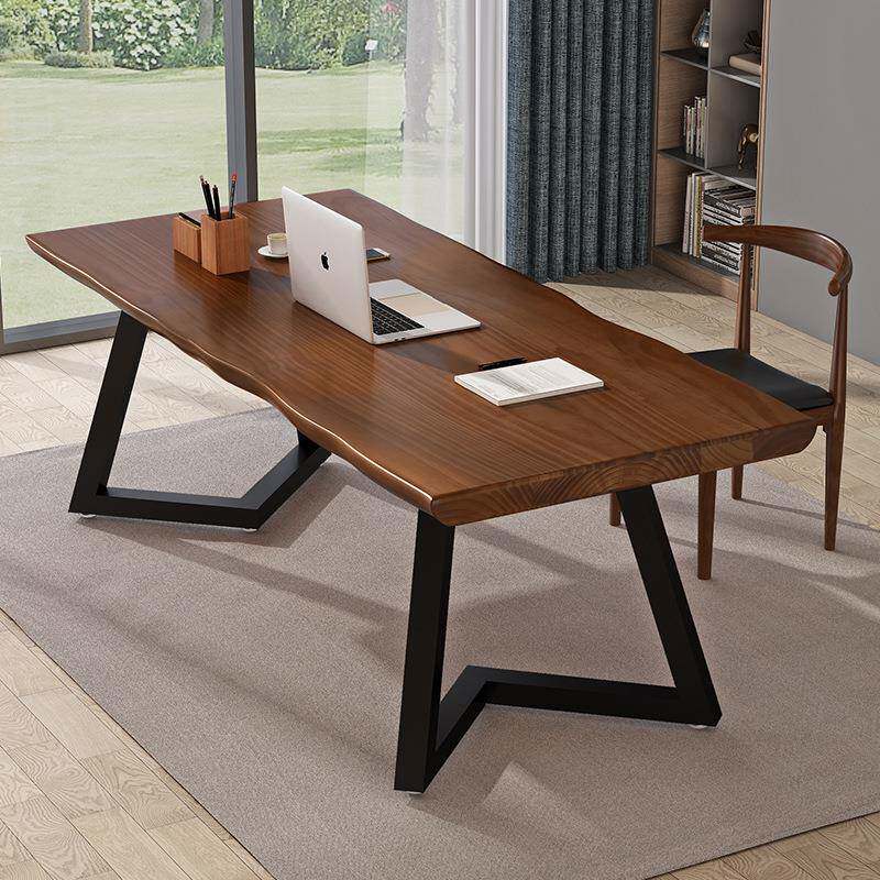 简约现代lof美式t实木台式电脑桌家用办公桌工作台长条桌写字书桌