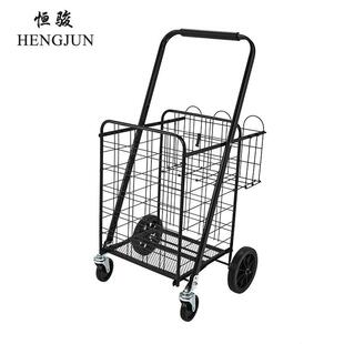 双篮铁网加粗方管重型折叠购物车万向轮大容量承重新款超市买菜车