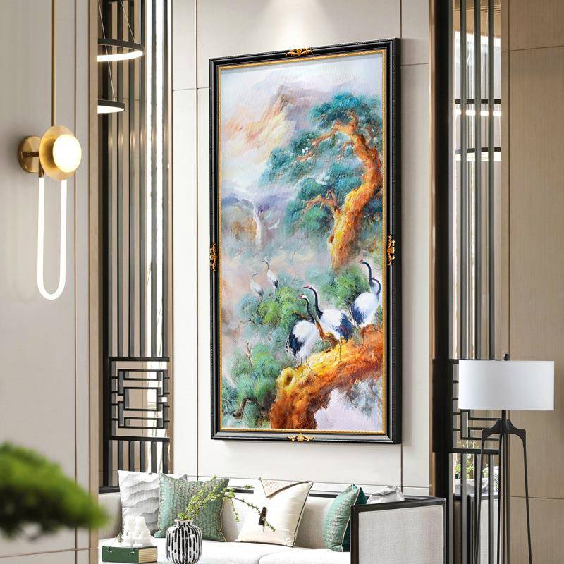 大芬村工厂直销新中式入户玄关装饰画风景油画现代走廊壁画挂画