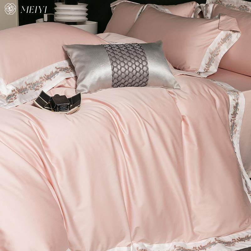 少女心高级感裸睡床单四件套全棉纯棉被套轻奢100S长绒棉床上用品