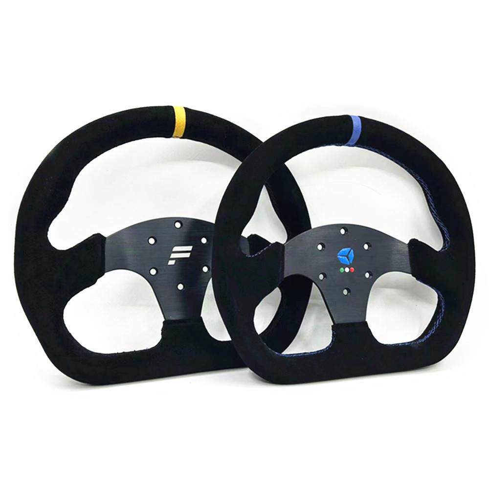 13寸D型汽车改装磨砂翻皮方向盘赛车模拟器游戏机竞技方向盘