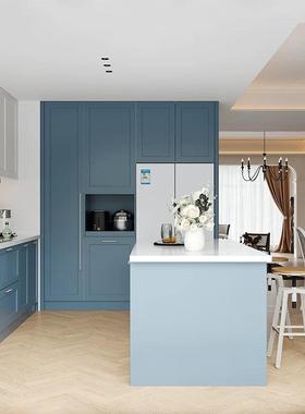 简约橱房柜中厨岛台开木放式吧台整体客57966厅岩板家用商用多层