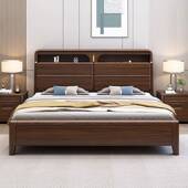 桃木高箱物床人实木双床胡中式 实木床2米x2米储2全实木卧室2023年