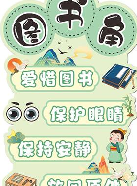 角文化墙布置幼儿图F98M7JT9园书班环创阅读区域标识挂牌小级教室