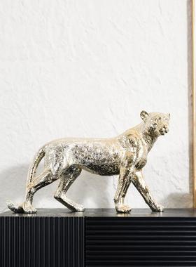 G25845轻装奢电镀树物脂工艺品金钱子豹动摆件客厅办公室电视柜桌