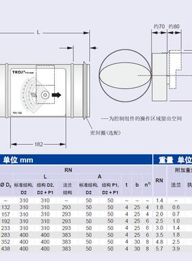 TROX妥思风RN机械自力式调风量RZD调节阀0RN20定量送风控制节器