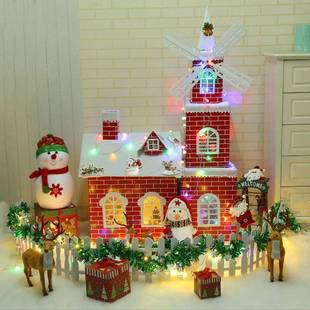 圣诞圣诞用节装 饰房子城堡211摆件商场酒光店雪屋场景布 饰发品装