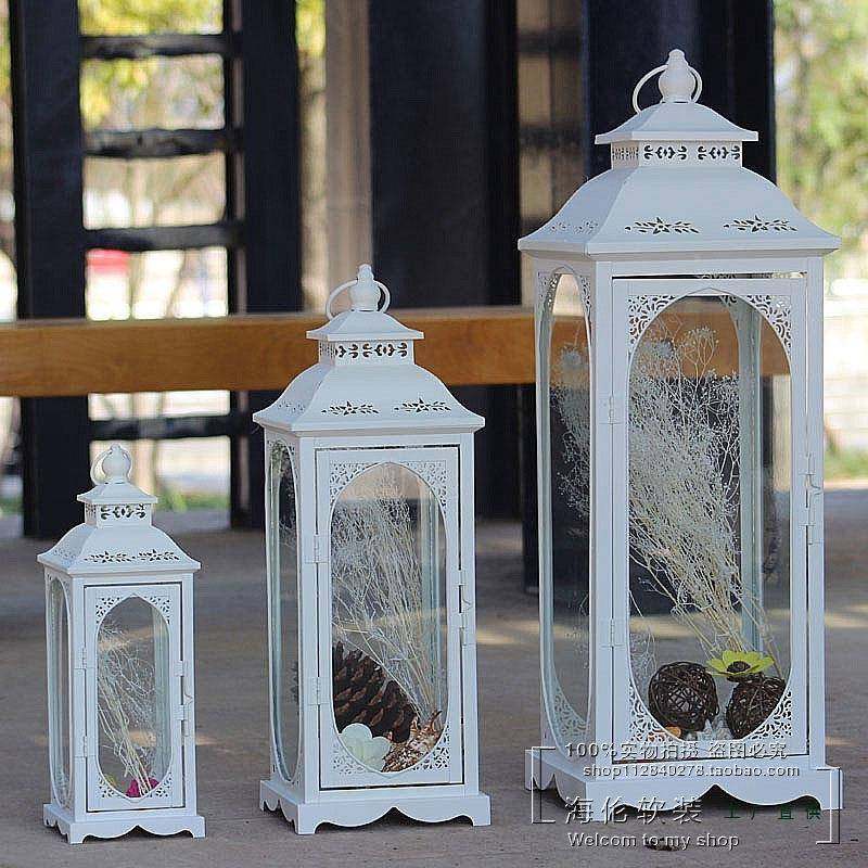 欧艺式铁复古漫烛台摆浪件防F9569J8H风落地风灯蜡台婚庆道具烛路