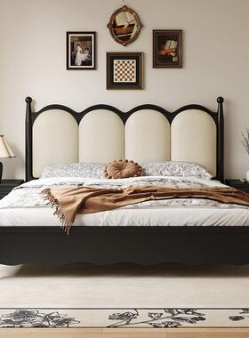 法式复古黑.色实木床床15卧米美式主实木软包床1.8米QYR实木双人